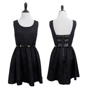 Princess Vera Wang Sparkly Black Retro Fit & Flare Dress With Belt - Size 11